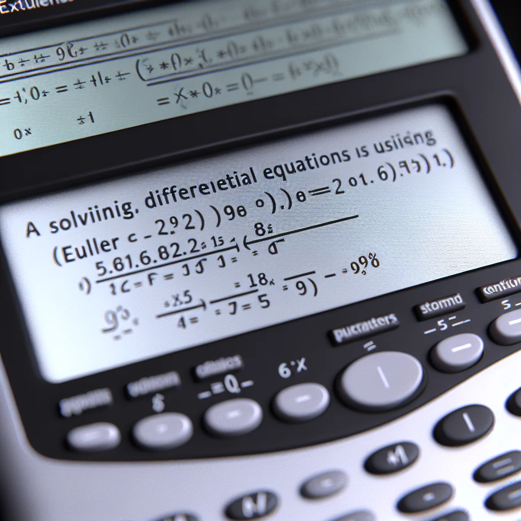Euler’s Method Calculator interface approximating dy/dx = f(x,y) with step size h, point table, and comparison to an exact curve.