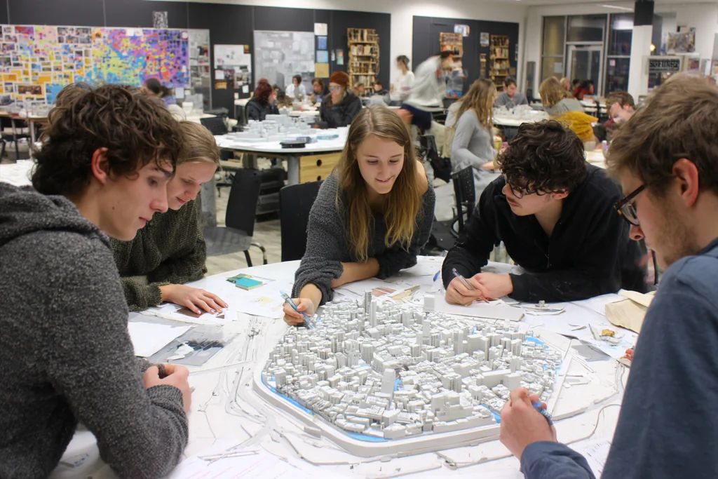 Graphing Calculator interface for plotting functions with zoom, pan, trace, and marked roots/intercepts, plus tables for visual analysis.
