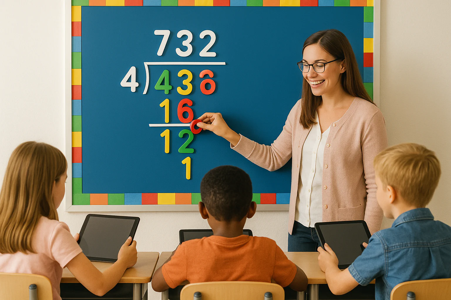 Long Division Calculator with Steps – enter dividend and divisor, follow bring‑down arrows, and see quotient and remainder clearly.
