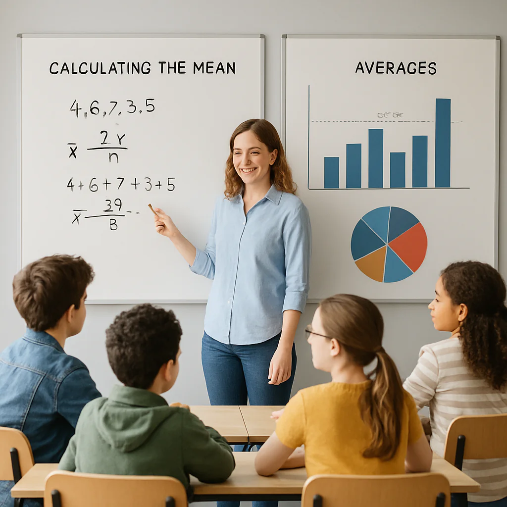 Mean Calculator computes the average x̄ from entered numbers with count, sum, rounding controls, and step‑by‑step statistics.