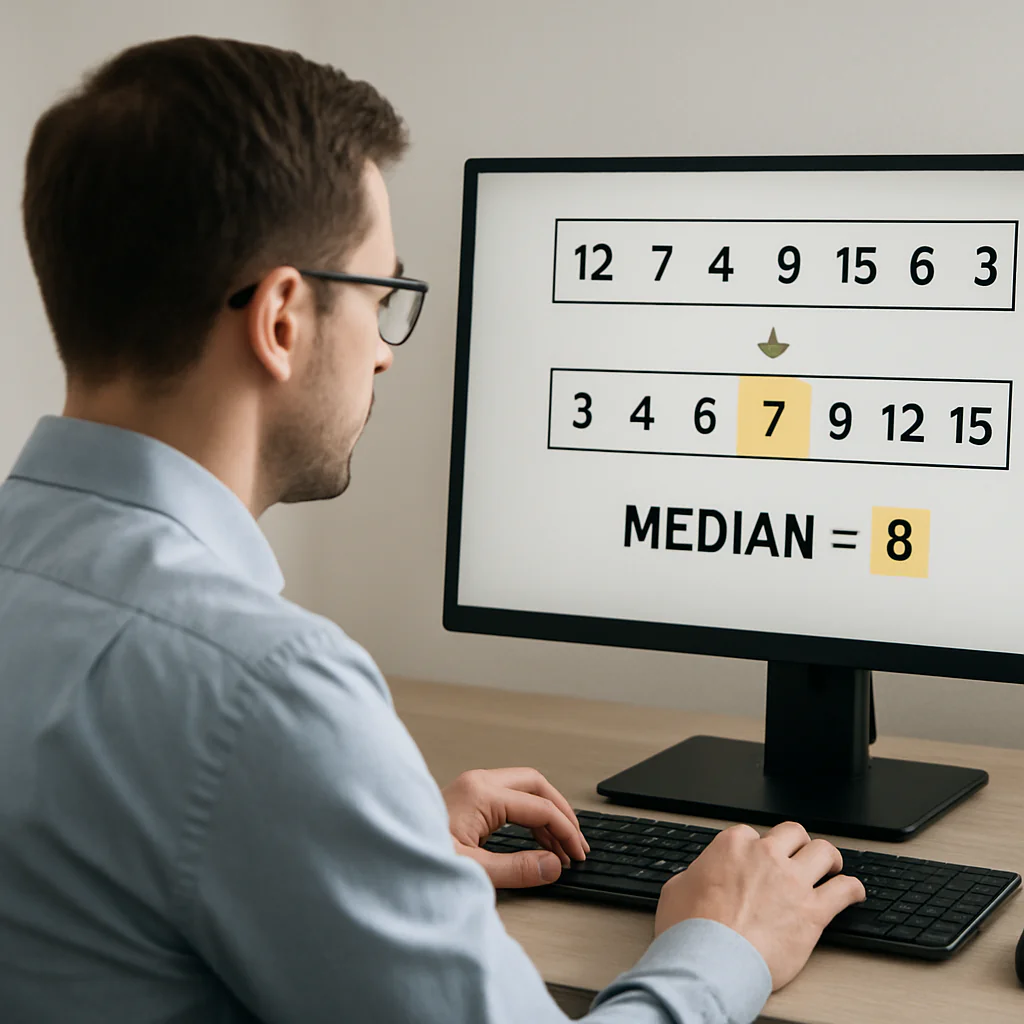 Median Calculator Hero Interface with Step-by-Step Guidance Median Calculator sorts values and highlights the middle (or average of middle pair) with clear, step‑by‑step results.