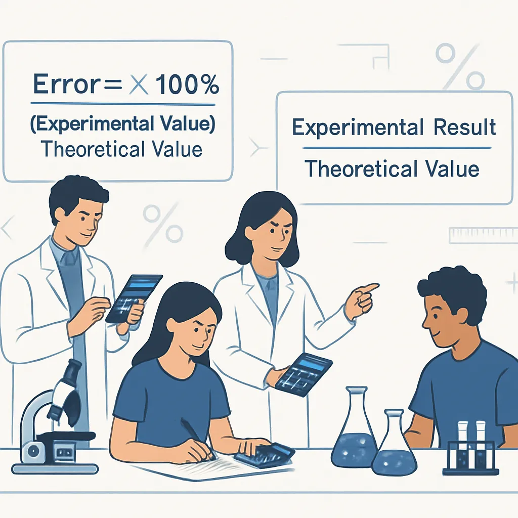 Percent Error Calculator — compute |measured − true|/true × 100%, choose signed or absolute error, and see steps.