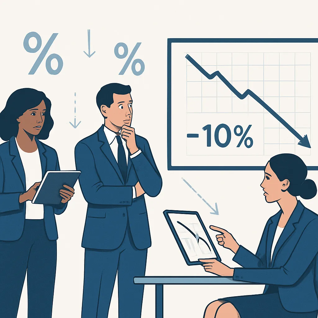 Percentage Decrease Calculator computing percent drop from an original to a new value with rounding and a clearly labeled result.