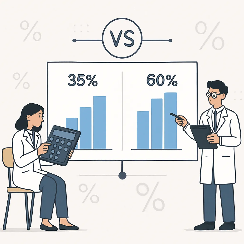 Percentage Difference Calculator - Compare % Values — compare two values symmetrically, note direction, and show step‑by‑step calculations.