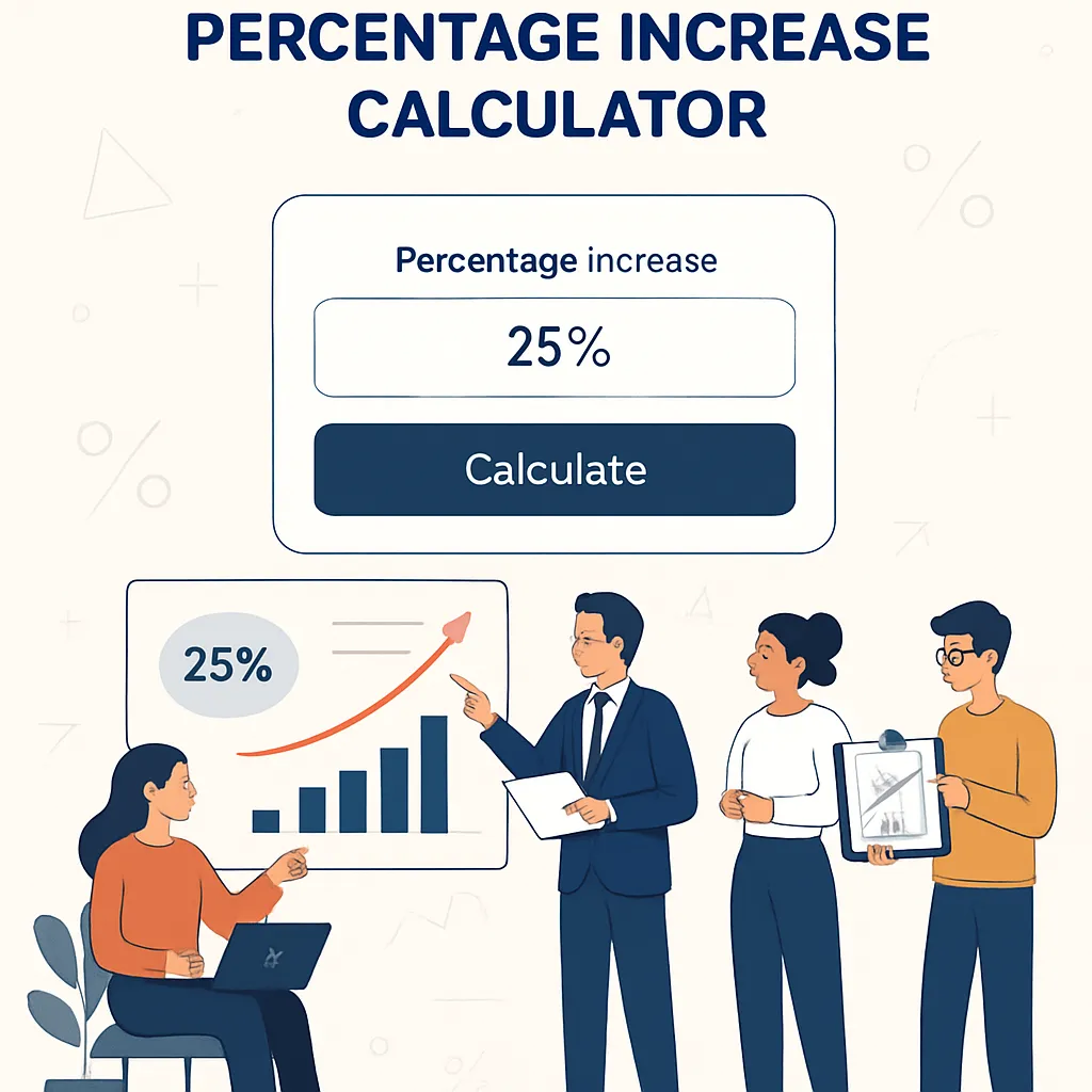 Percentage Increase Calculator computing percent rise from an original to a new value with a clearly labeled result.